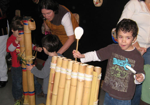 trying out the instruments